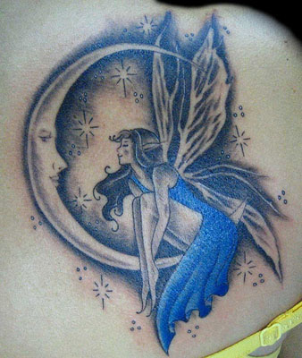 Fairy Tattoo Designs on Fairy And Moon Tattoos Moon Tattoo Meaning