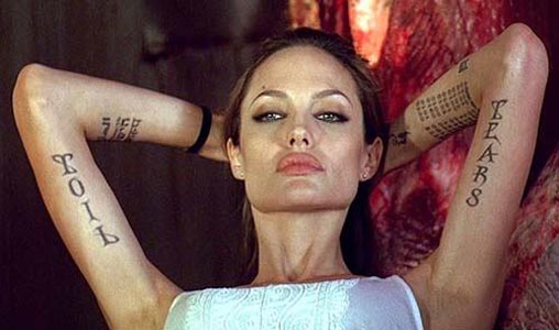 angelina jolie tattoos from wanted. Angelina Jolie Hand Tattoos In