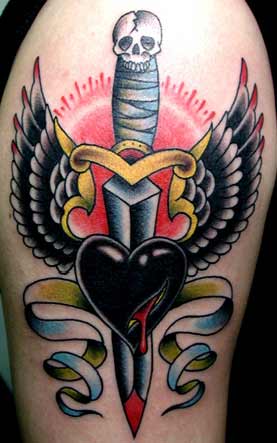 love heart tattoo. love heart with wings tattoo.