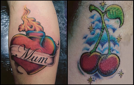 cherry heart designs tattoos