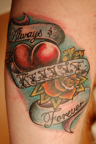 heart and rose tattoo