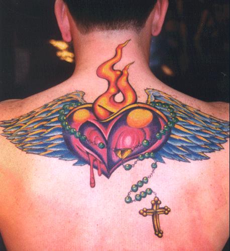 upper back heart tattoos