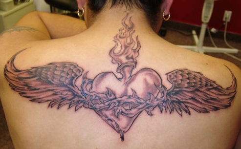 heart with wings tattoos. Heart tattoos for girls